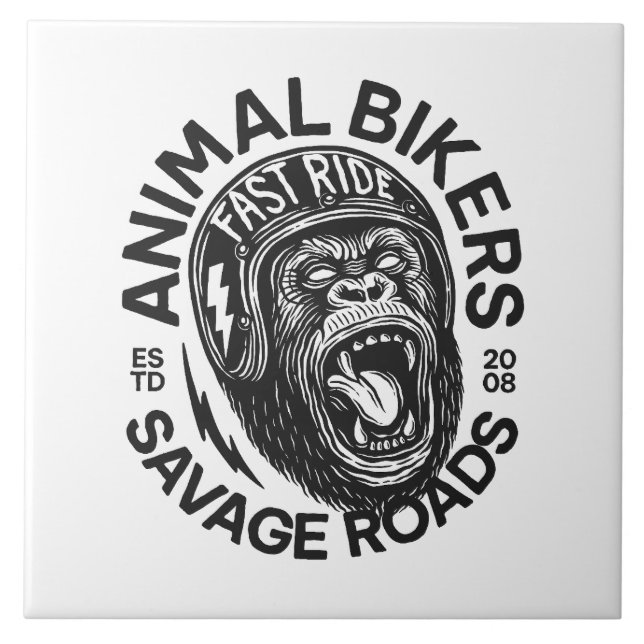 Azulejo De Cerâmica Animal Bikers (Frente)