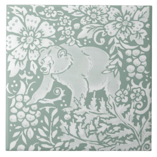 Azulejo De Cerâmica Animal da floresta florestal verde de Sage único