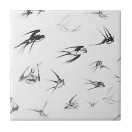 Azulejo De Cerâmica Animal retro da natureza do pássaro da andorinha