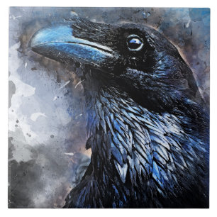 Azulejo De Cerâmica #animals do #bird do #crow da arte do corvo