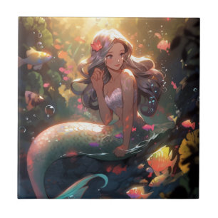 Azulejo De Cerâmica Anime Mermaid Girl Fantasy Art