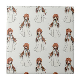 Azulejo De Cerâmica Anime Weeb Girl Manga Pattern Design