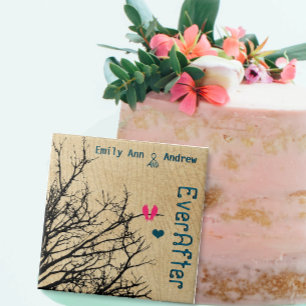 Azulejo De Cerâmica Aniversário da Árvore de Grãos de Madeira para Ave