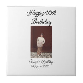 Azulejo De Cerâmica Aniversário de 40 anos feliz, simples e simples