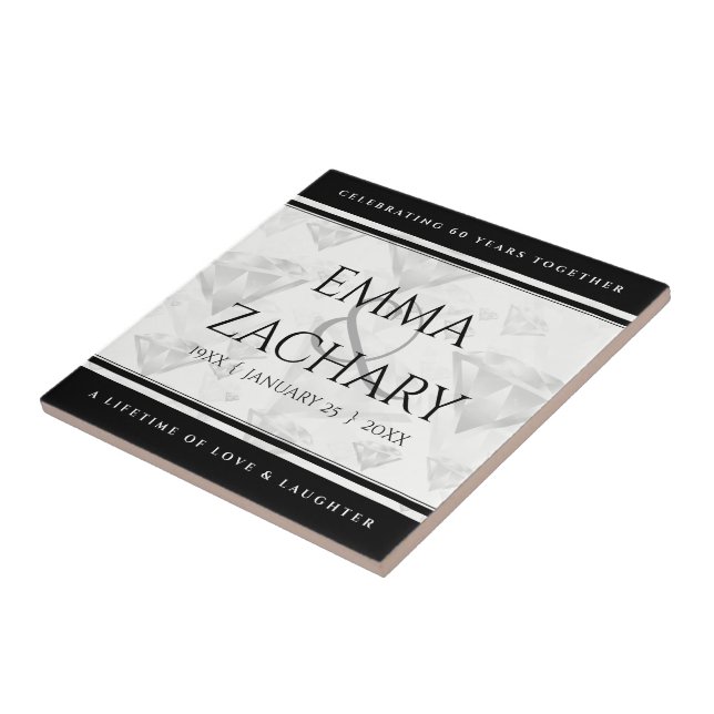 Azulejo De Cerâmica Aniversário de Casamento de Diamante 60º e 75º ani (Lateral)