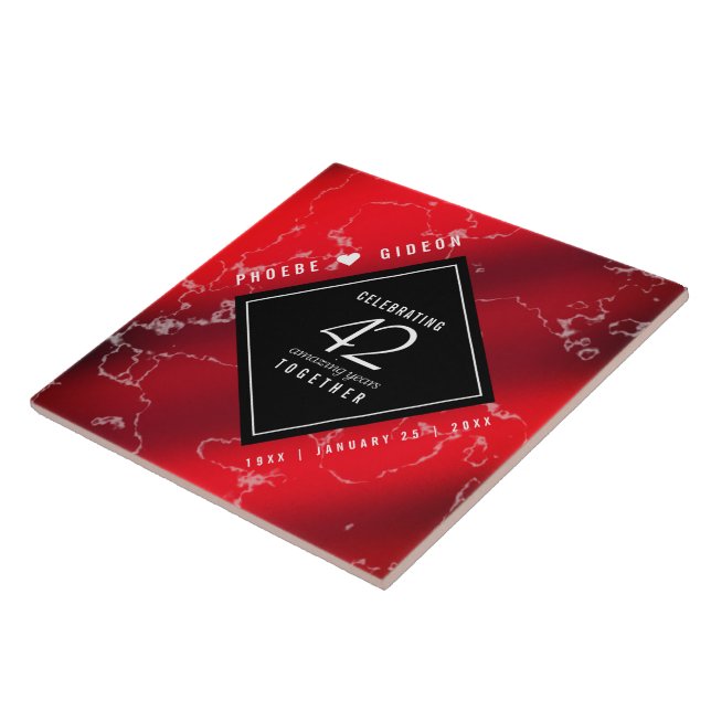 Azulejo De Cerâmica Aniversário de Casamento do Elegante 42º Jasper (Lateral)