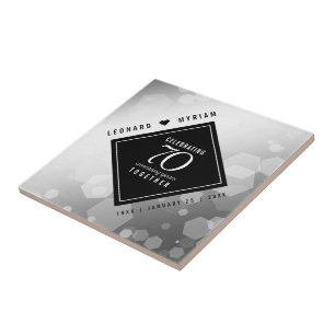 Azulejo De Cerâmica Aniversário de Casamento do Platinum 70 Elegante