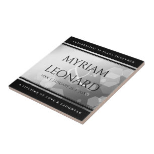 Azulejo De Cerâmica Aniversário de Casamento do Platinum 70 Elegante