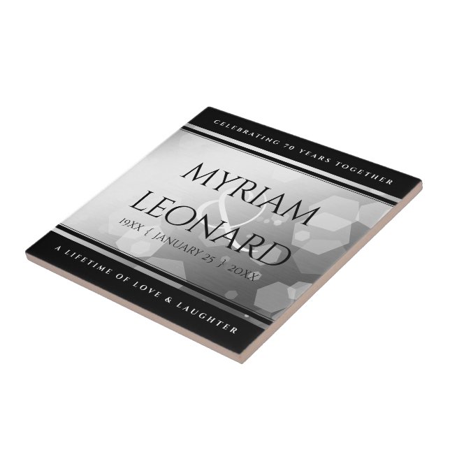 Azulejo De Cerâmica Aniversário de Casamento do Platinum 70 Elegante (Lateral)