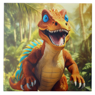 Azulejo De Cerâmica Aniversário Dino-ástico