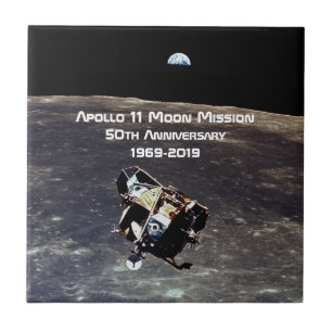 Azulejo De Cerâmica Aniversário histórico da missão 50th da lua de