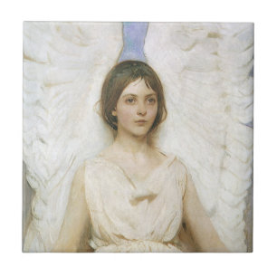 Azulejo De Cerâmica Anjo de Abbott Thayer, Arte Fina Vitoriana Antiga