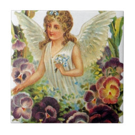 Azulejo De Cerâmica Anjo do Victorian com flores