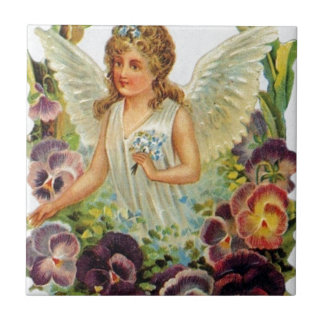 Azulejo De Cerâmica Anjo do Victorian com flores