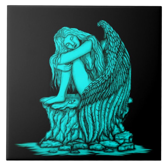 Azulejo De Cerâmica Anjo dormindo na pedra (Frente)