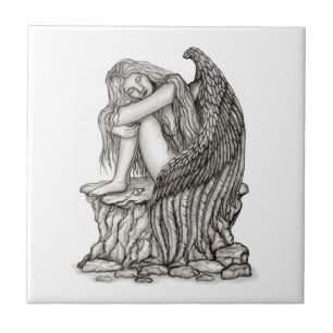 Azulejo De Cerâmica Anjo dormindo na pedra