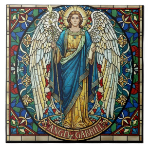 Azulejo De Cerâmica Anjo Gabriel Estilo Vitral Arcanjo Arte