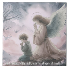 Azulejo De Cerâmica Anjo Guardião e orações infantis juntas