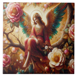 Azulejo De Cerâmica Anjo Sentado Sozinho em um Galho de Árvore