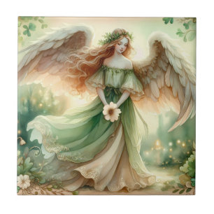 Azulejo De Cerâmica Anjo Serenidade do Trevo