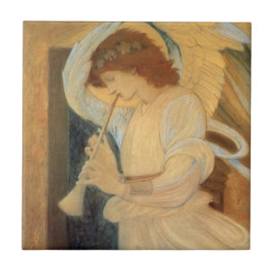 Azulejo De Cerâmica Anjo tocando Flageolet por Burne Jones