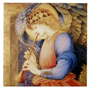 Azulejo De Cerâmica “Anjo Tocando uma Flauta” por Edward Burne Jones