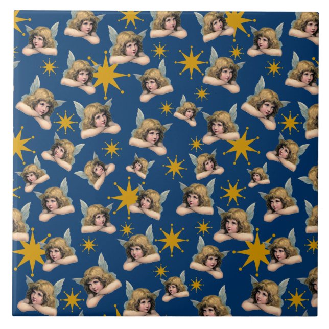 Azulejo De Cerâmica Anjo Vintage Personalizado (Frente)