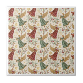 Azulejo De Cerâmica Anjos de Natal Vintage
