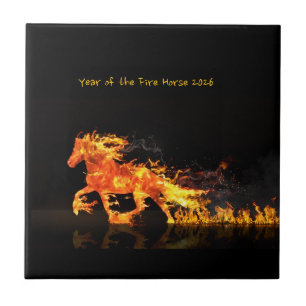 Azulejo De Cerâmica Ano do Cavalo 2026 (Cavalo de Fogo)
