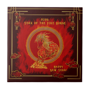 Azulejo De Cerâmica Ano do Cavalo de Fogo , Feliz Ano Novo Lunar