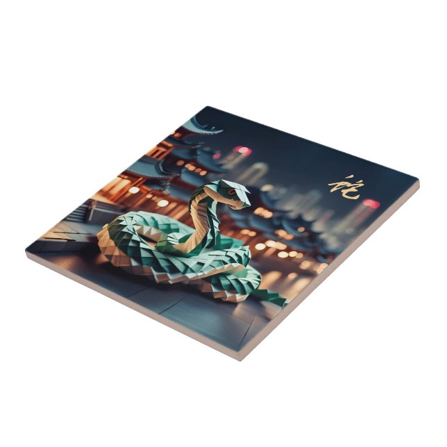 Azulejo De Cerâmica Ano Novo Chinês Lunar Cobra 2025 Aniversário CT (Lateral)