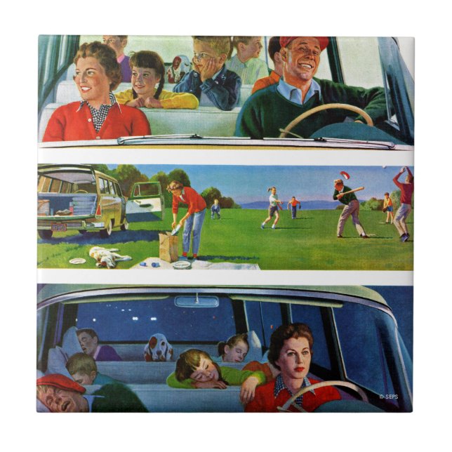 Azulejo De Cerâmica Antes, durante & após do piquenique (Frente)