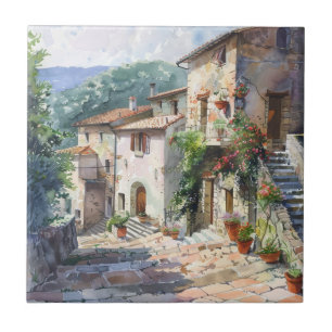 Azulejo De Cerâmica Antiga Aldeia Italiana 