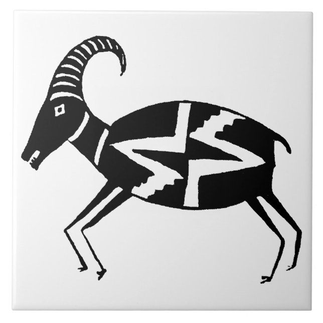 Azulejo De Cerâmica Antiga Arte do Sudoeste Mimbres Pereira Ovelha (Frente)