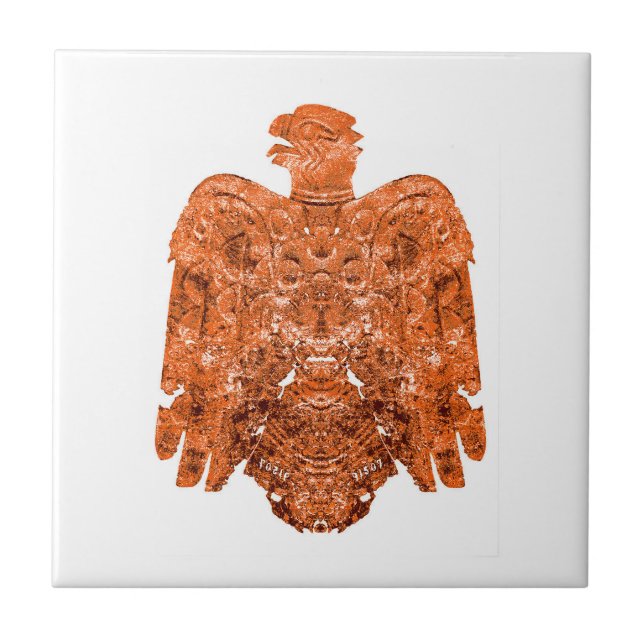 Azulejo De Cerâmica Antiga Copper Peoria Falcon Art (Frente)