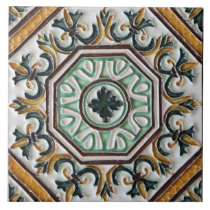 Azulejo De Cerâmica Antiga Majólica Espanhola