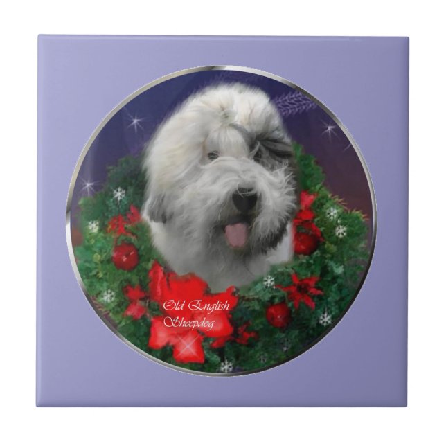 Azulejo De Cerâmica Antigo pastor Inglês (Frente)