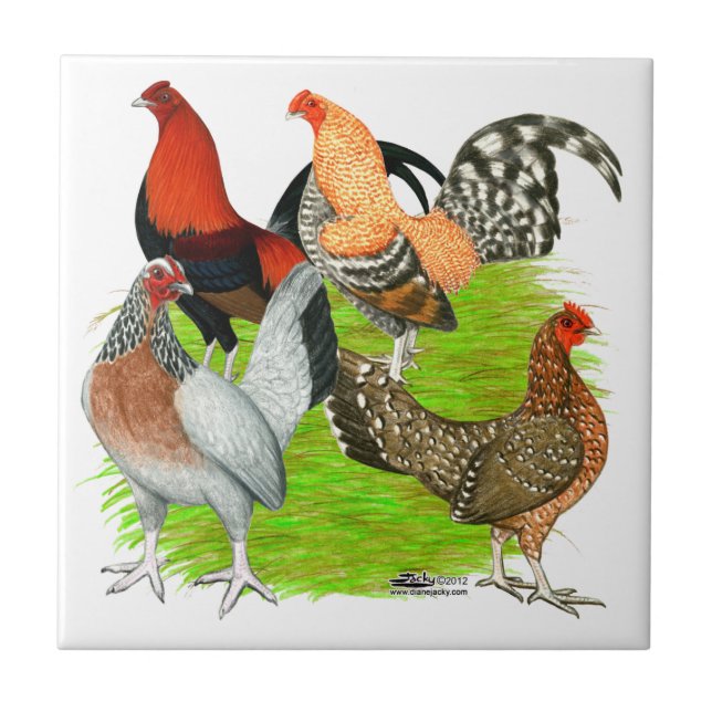 Azulejo De Cerâmica Antigo Quarteto de Jogo Inglês (Frente)