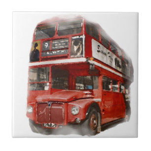Azulejo De Cerâmica Antigo Red London Bus