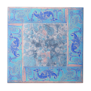 Azulejo De Cerâmica Antigos Designs No Azul Sky Três De Quatro
