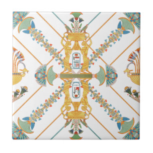 Azulejo De Cerâmica Antiguamente Egípcia Vintage Art Dourado Green