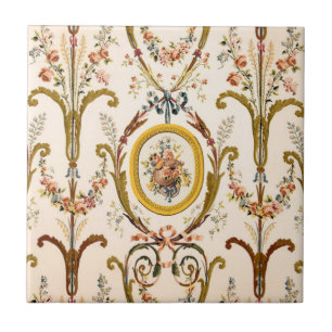 Azulejo De Cerâmica Antiguamente francês Rococo Floral Dourado Cream E