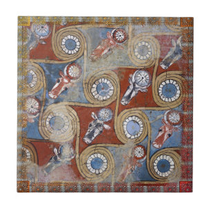 Azulejo De Cerâmica Antiguidade Amenhotep Egípcia Cinza Azul