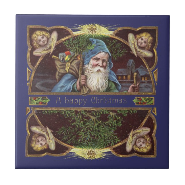 Azulejo De Cerâmica Antiguidade de Natal dos Papais noeis Vitorianos A (Frente)