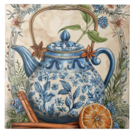 Azulejo De Cerâmica Antiguidade Kettle Blue Lemons Cinnamon