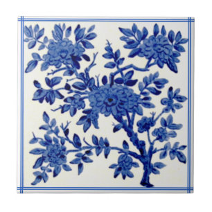 Azulejo De Cerâmica Antiguidade Minton Azul Estética Branca Repro