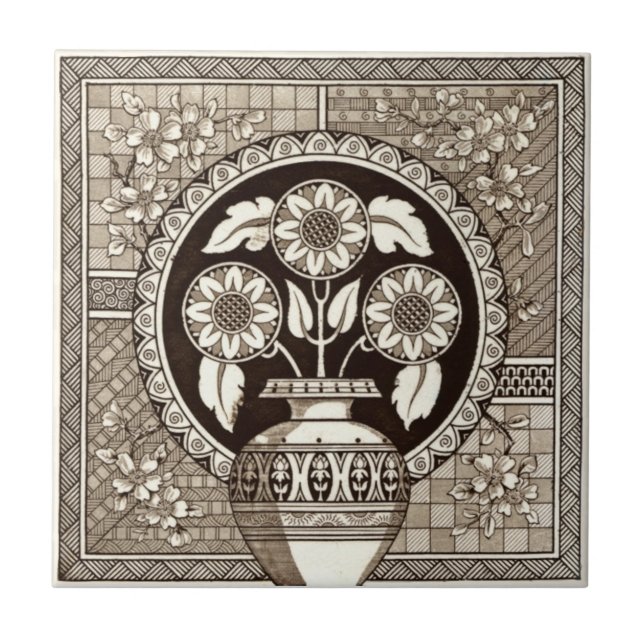 Azulejo De Cerâmica Antiguidade Transferware da reprodução VT0007 (Frente)