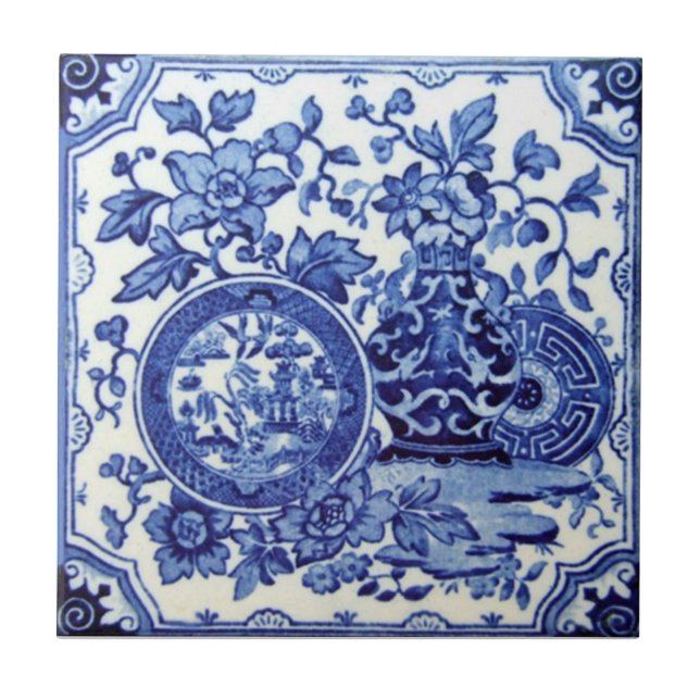 Azulejo De Cerâmica Antiguidade Transferware da reprodução VT0017 (Frente)