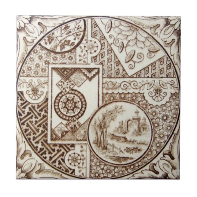 Azulejo De Cerâmica Antiguidade Transferware da reprodução VT0022 (Frente)