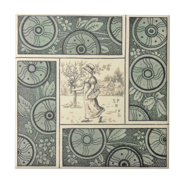 Azulejo De Cerâmica Antiguidade Transferware da reprodução VT0049 (Frente)